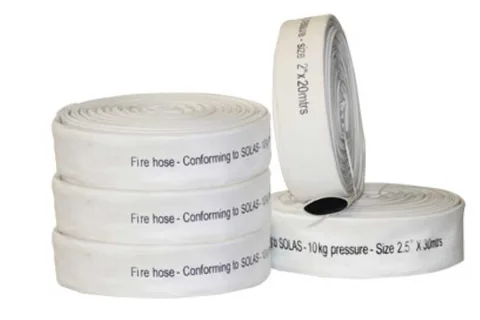 White rubber-lined fire hose