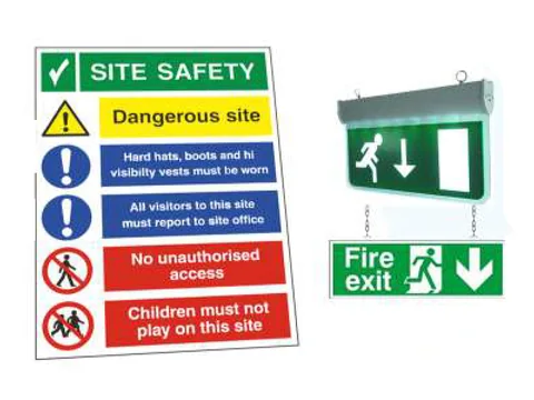 Site safety and emergency exit signs